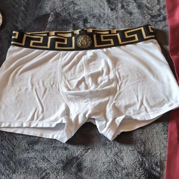 Versace Red and White Boxer Briefs with Logo Waistband - Picture 6 of 9